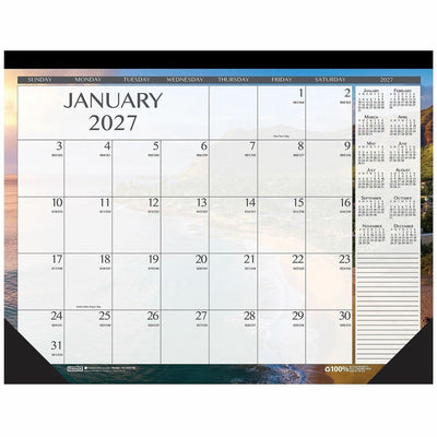House of Doolittle Monthly Desk Pad Calendar Earthscapes Seascapes 22 x 17 Inches, Black, HOD138