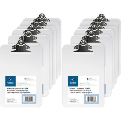 Business Source Plastic Clipboard, Clear, 6" Width x 9" Length, 12 / Box — view 1
