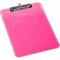 Business Source Flat Clip Clipboard, Neon Pink, 9" Width x 12" Length, 6 / Bundle, BSN01868BD