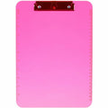 Business Source Flat Clip Clipboard, Neon Pink, 9" Width x 12" Length, 6 / Bundle, BSN01868BD