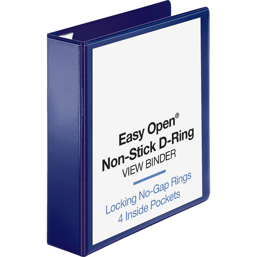Business Source Easy Open Nonstick D-Ring View Binder, Navy, 8 1/2" Width x 11" Length, 12EA/CT — view 1