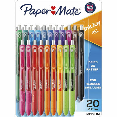 Newell Paper Mate InkJoy Gel Pens, Medium Point, 0.7 mm, Assorted Colors, Pack Of 20, 20 / Pack, PAP1951718