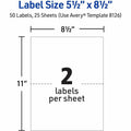 Avery White Rectangle Labels TrueBlock, 8�" x 5�", for Laser and Inkjet Printers, 1 Pack, AVE8126
