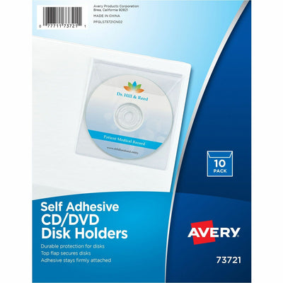 Avery Vinyl Self-Adhesive Media/CD/DVD Pockets, Clear, 1 Pack — view 1