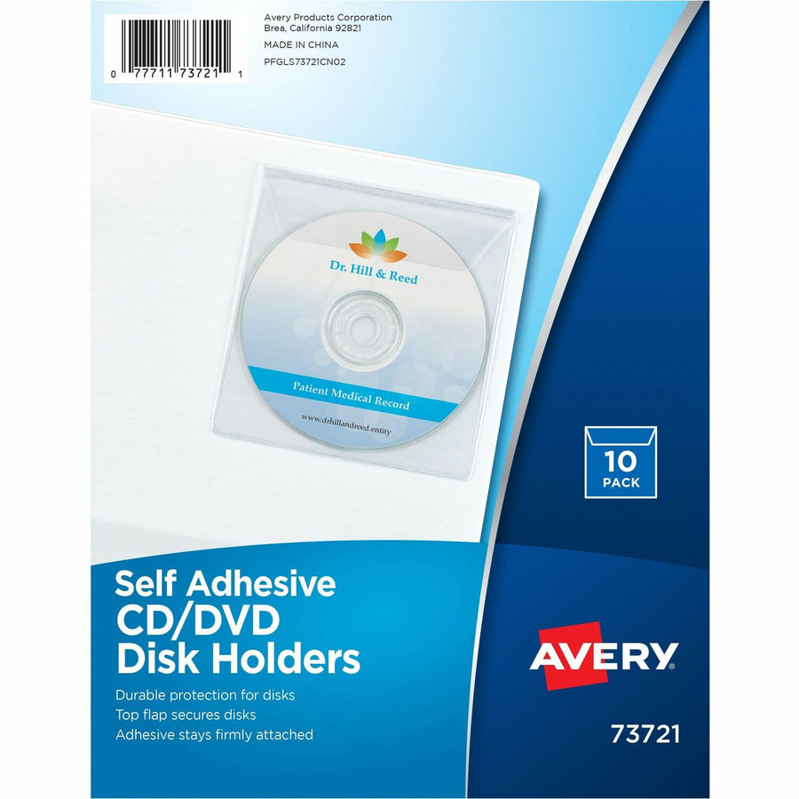 Avery Vinyl Self-Adhesive Media/CD/DVD Pockets, Clear, 1 Pack — view 1