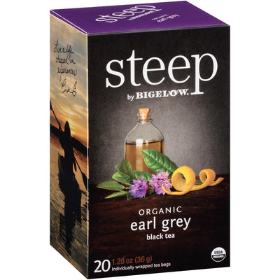 Bigelow Tea Company Steep by Bigelow Organic Earl Grey Black Tea Bag, 20 / Box, BTC17700