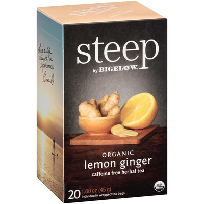 Bigelow Tea Company Steep by Bigelow Lemon Ginger Herbal Tea Bag, 20 / Box, BTC17704
