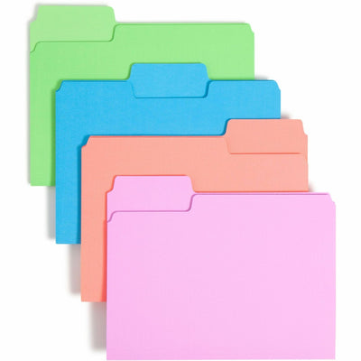 Smead SuperTab 1/3 Tab Cut Letter Recycled Top Tab File Folder, Bright Blue, 8 1/2" Width x 11" Length, 24 / Pack, SMD11957