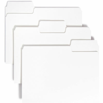 Smead SuperTab 1/3 Tab Cut Letter Recycled Top Tab File Folder, White, 8 1/2" Width x 11" Length, 100 / Box, SMD11980