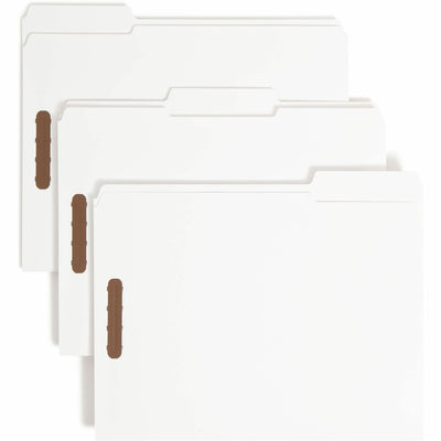 Smead 1/3 Tab Cut Letter Recycled Fastener Folder, White, 8 1/2" Width x 11" Length, 50 / Box, SMD12840