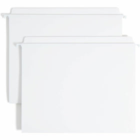 Smead FasTab Straight Tab Cut Letter Recycled Hanging Folder, White, 8 1/2" Width x 11" Length, 20 / Box, SMD64102