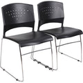 Norstar Office Boss Black Stack Chair With Chrome Frame 2 Pcs Pack, 2 / Carton, BOPB1400BK2