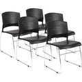 Norstar Office Boss Black Stack Chair With Chrome Frame 5 Pcs Pack, 5 / Carton, BOPB1400BK5