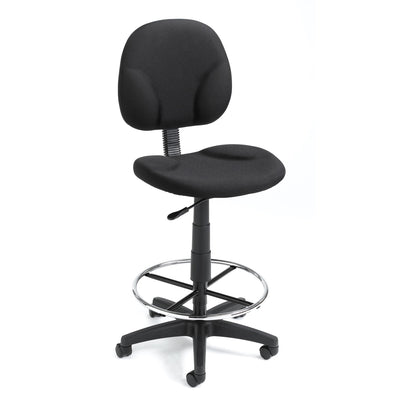 Norstar Office Boss Stand Up Fabric Drafting Stool with Foot Rest, Black, BOPB1690BK