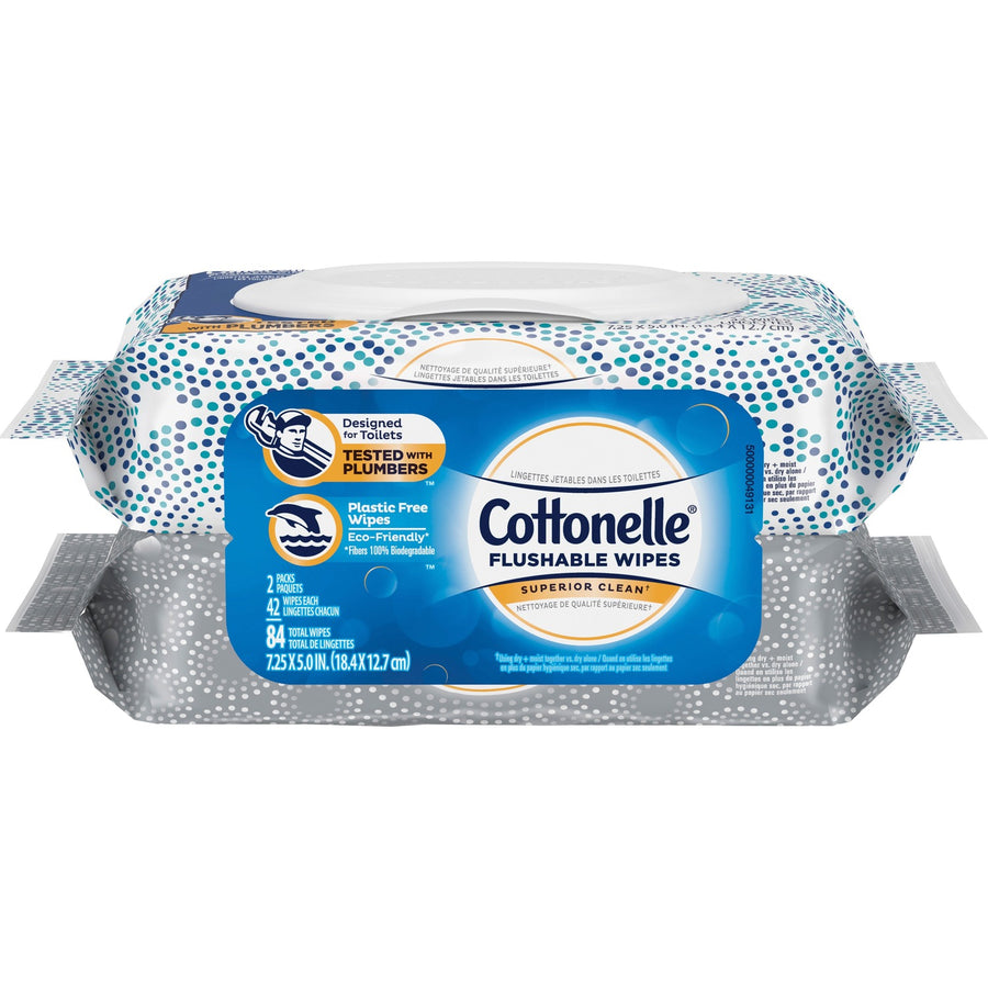 Cottonelle Flushable Wet Wipes, Flushable Wipes, 3.5" x 5.5", White, Septic Safe, 8 / Carton, KCC35970CT