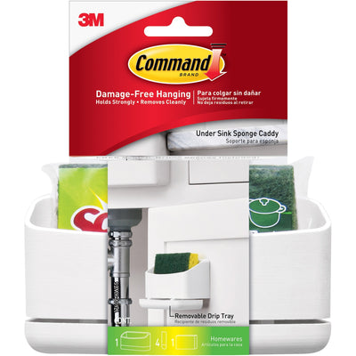 3M Command Under Sink Sponge Caddy, White, 12 / Carton, MMM17609HWESCT