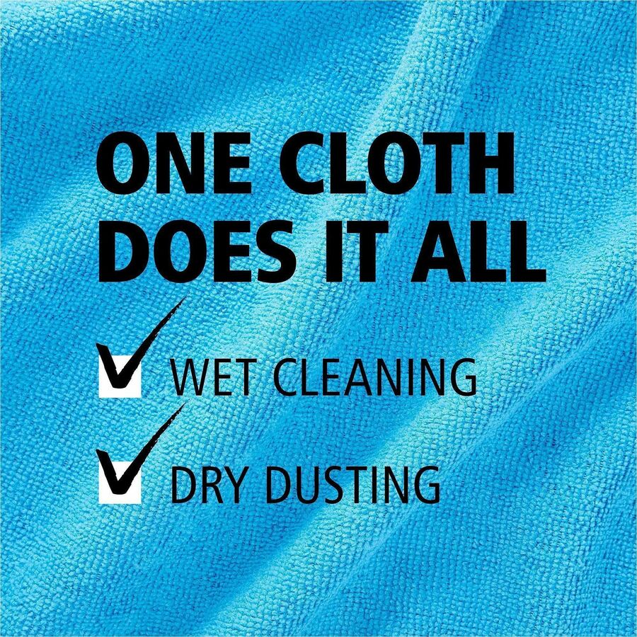 Rubbermaid Commercial Microfiber Light-Duty Cleaning Cloths, Blue, Reusable, 12 / Carton, RCP1820583CT