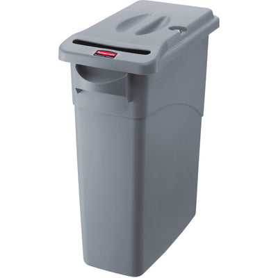 Rubbermaid Commercial Slim Jim Confidential Document Containers w/Lids, Gray, 4 / Carton, RCP9W15LGYCT