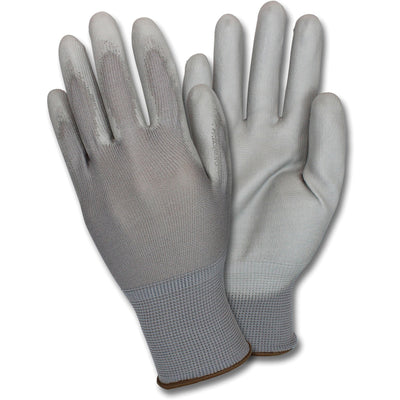 The Safety Zone Safety Zone Poly Coated Knit Gloves, Gray, 1 Dozen, SZNGNPU-2X-4-GY