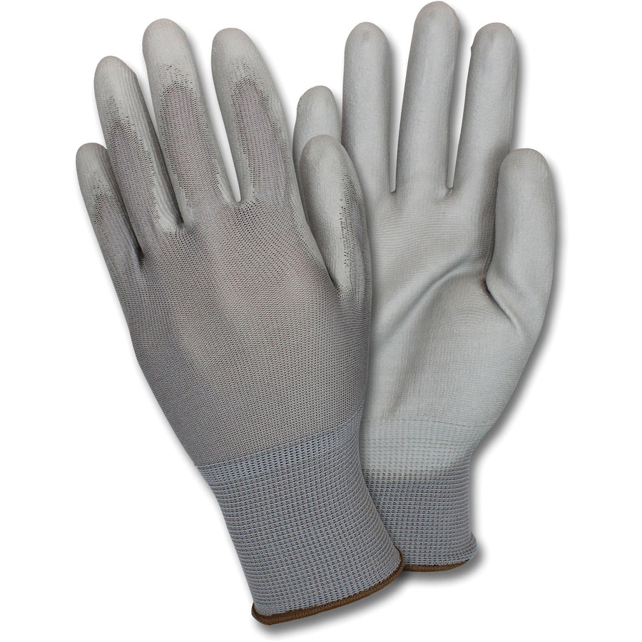Safety Zone Poly Coated Knit Gloves, XXL, Gray, Breathable, 1 Dozen, SZNGNPU-2X-4-GY