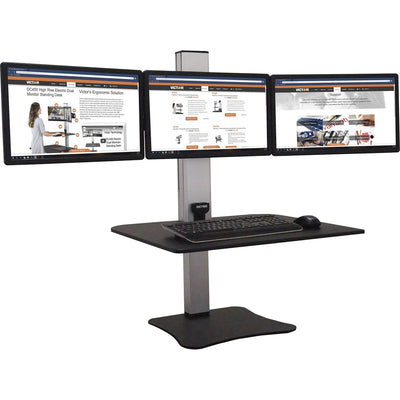 Victor High Rise Electric Triple Monitor Standing Desk, Aluminum, VCTDC475