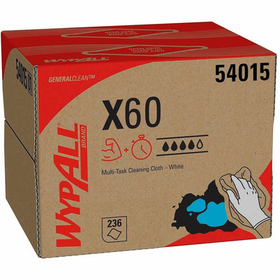 Kimberly-Clark Wypall GeneralClean X60 Multi-Task Cleaning Cloths - Brag Box, White, 236 / Carton, KCC54015