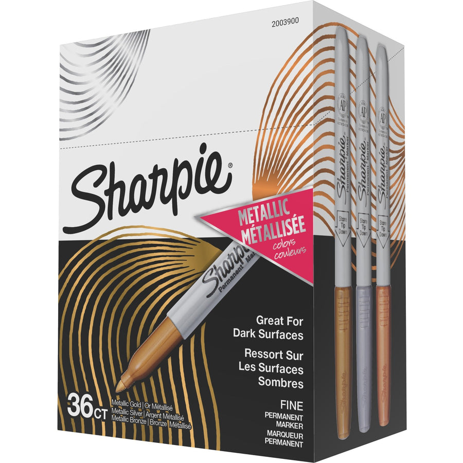 Sharpie Metallic Markers, Assorted, Fade Resistant Ink, 36 / Box, SAN2003900