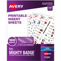 Avery The Mighty Badge by The Mighty Badge Printable Insert Sheets, 100 Clear Inserts, Inkjet, 11", 100 / Pack, AVE71209