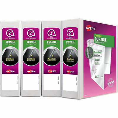 Avery Durable View 3 Ring Binder, White, 8 1/2" Width x 11" Length, 1 Carton, AVE17577