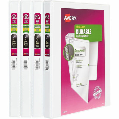 Avery Durable View 3 Ring Binders, White, 8 1/2" Width x 11" Length, 1 Carton, AVE03362