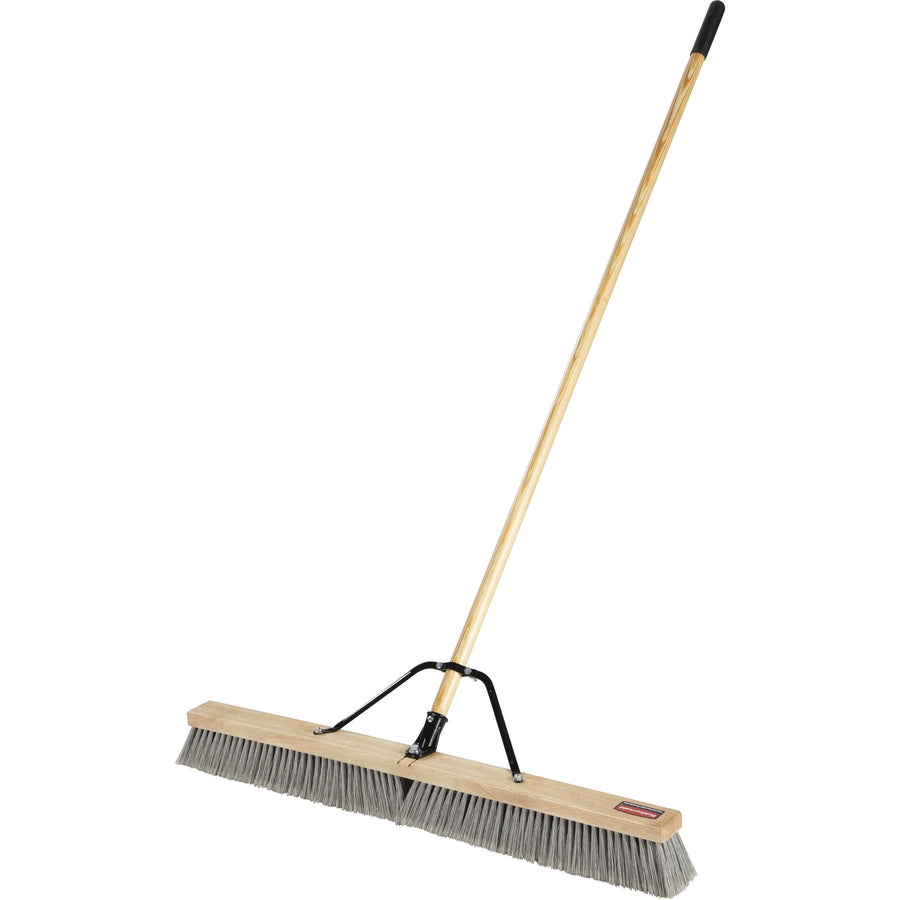 Rubbermaid Commercial Fine Bristle 36" Push Broom, 36" x 62", Wood Grain, Aluminum, Durable, RCP2040049