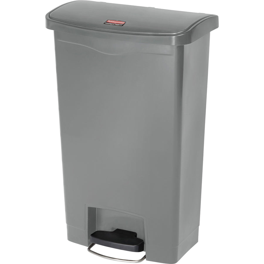 Rubbermaid Commercial Slim Jim 13G Front Step Container, Gray, Resin, 13.21 gal, Contoured Edge, RCP1883602