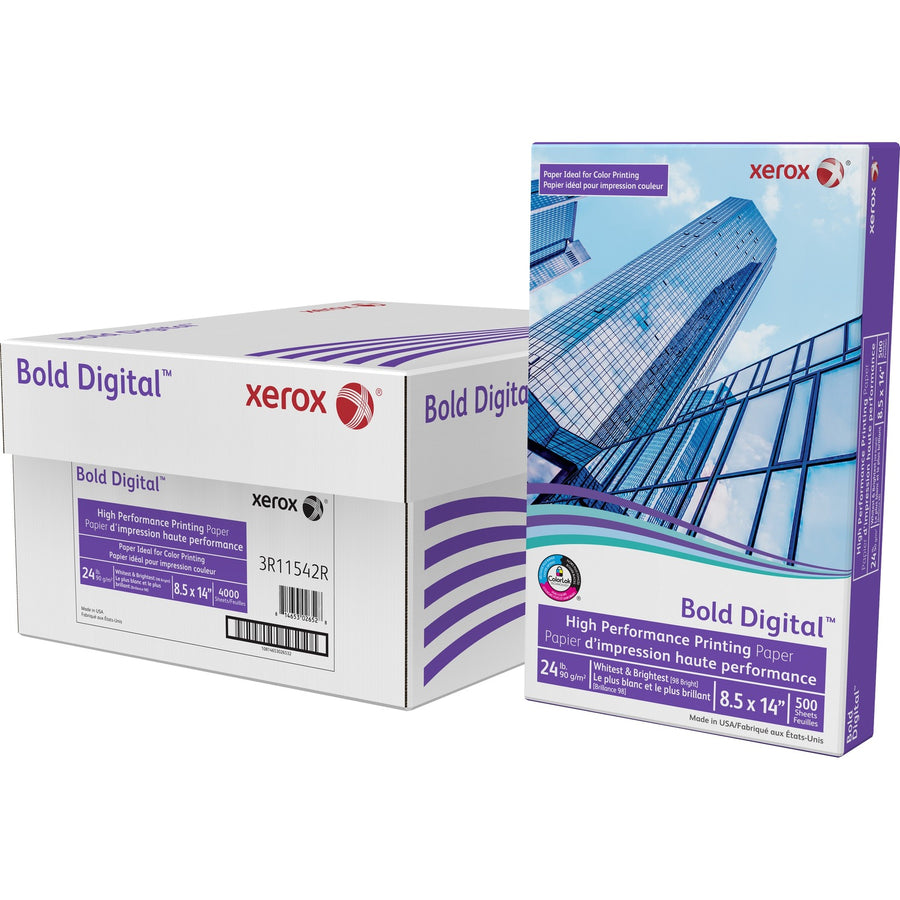 Xerox Bold Digital High Performance Paper - White, 8.5" x 14", 24 lb, 8 / Carton, XER3R11542R
