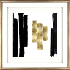 Lorell Blocks I Framed Abstract Artwork, Gold, LLR04476