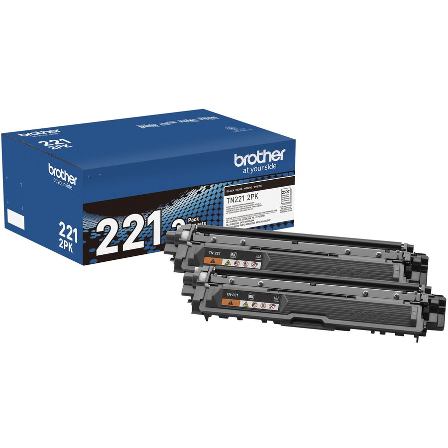 Brother TN221 Original Standard Yield Laser Toner Cartridge - Twin-pack - Black - 1 Box — view 1