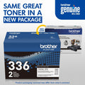 Brother TN336 Original High Yield Laser Toner Cartridge - Twin-pack - Black - 1 Box, BRTTN3362PK