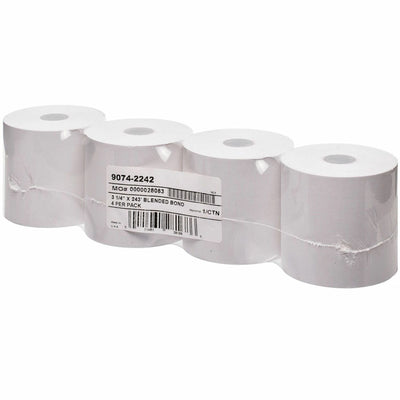 ICONEX 1-ply Blended Bond Paper POS Receipt Roll, White, 3 15/64" x 243 ft, 4 / Pack, ICX90742242
