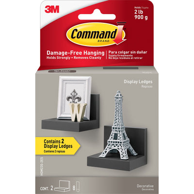 3M Command Display Ledges, Slate, 2 / Pack, MMMHOM23S2ES