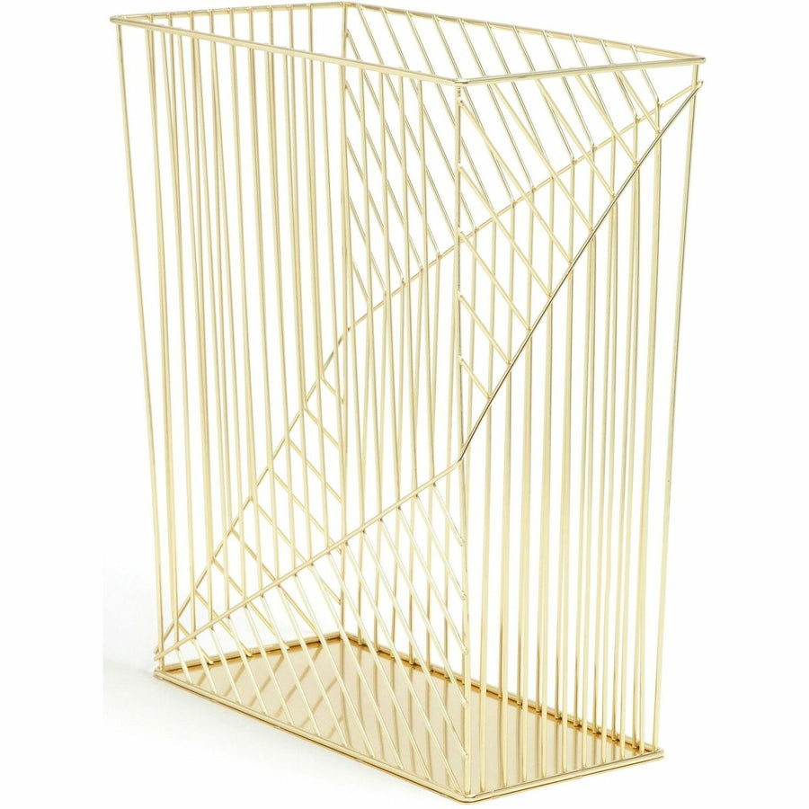 U Brands Vena Waste Basket, 12.2" x 6.1", Gold, Metal Wire, Lightweight, UBR3232U0206