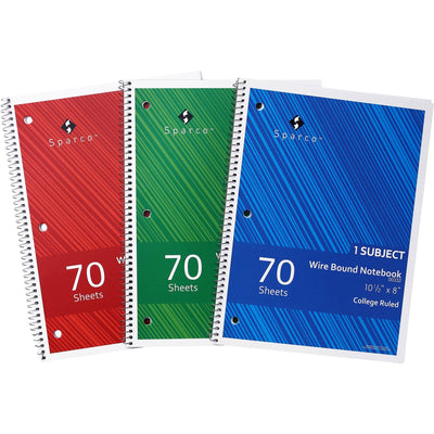 Sparco College Ruled Wire-bound Notebook, 1 Pack, SPR00332