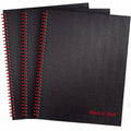 HAMELIN Black n' Red Hardcover Twinwire Business Notebook, 3 / Pack, JDK400123488