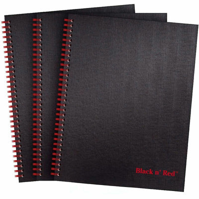 HAMELIN Black n' Red Hardcover Twinwire Business Notebook, 3 / Pack, JDK400123488