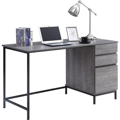 Lorell SOHO Desk with Side Drawers, Gray, LLR97616
