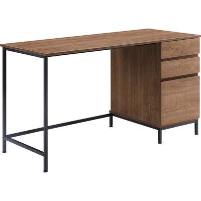 Lorell SOHO Desk with Side Drawers, Brown, LLR97615