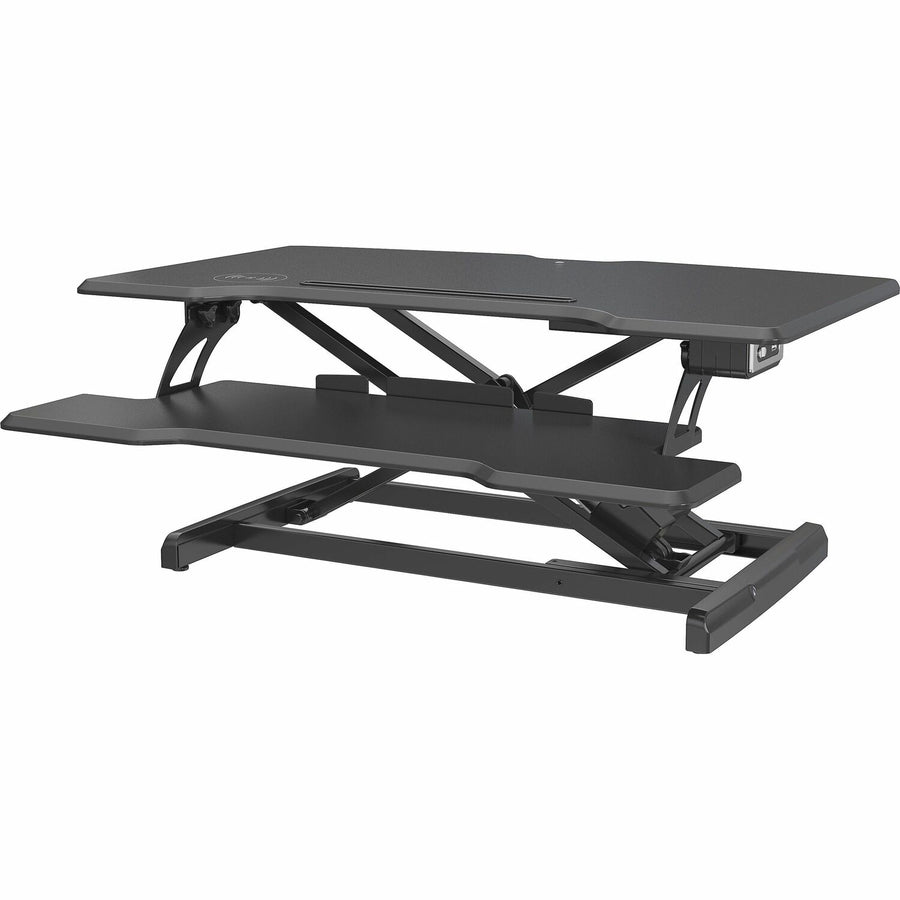 Lorell Electric Desk Riser with Wireless Device Charging, 19.25" x 20", Black, Built-in USB Port, LLR99530