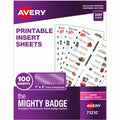 Avery The Mighty Badge by The Mighty Badge Printable Insert Sheets, 100 Clear Inserts, Laser, 8 1/2" x 11", 100 / Pack, AVE71210