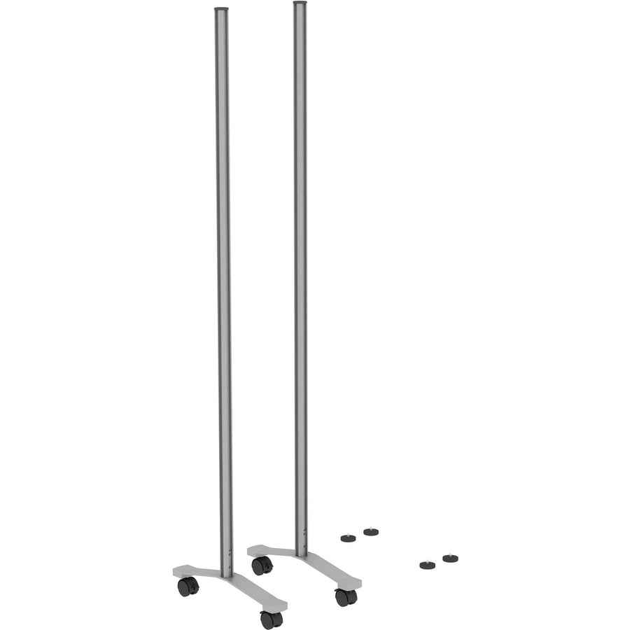 Lorell Adaptable Panel Legs for 71"H Configuration, 18.75" x 70.87", Silver, Aluminum, Caster, 2 / Set, LLR90271