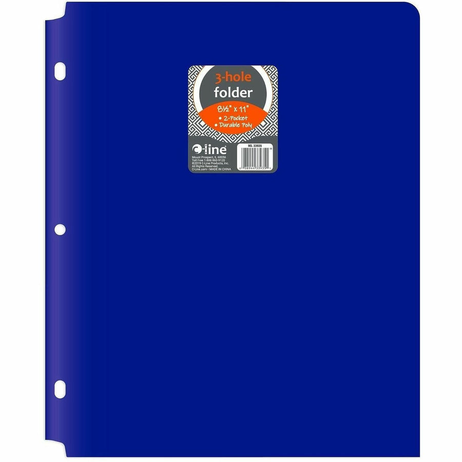 C-Line 2-pocket Heavyweight Poly Portfolio Pocket, 8.5" Width x 11" Length, Blue, Polypropylene, 100 mil, Acid-free, 25 / Box, CLI33935