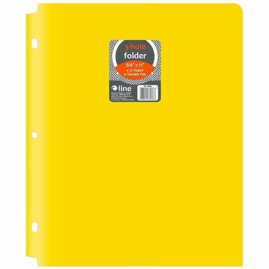 C-Line 2-pocket Heavyweight Poly Portfolio Pocket, 8.5" Width x 11" Length, Yellow, Polypropylene, 100 mil, Acid-free, 25 / Box, CLI33936