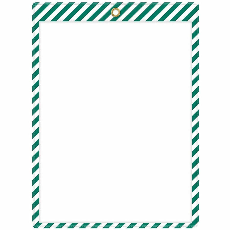 C-Line Safety Striped Shop Ticket Holders, 9.8" x 0.1", Green, Vinyl, 1 / Box, CLI44103